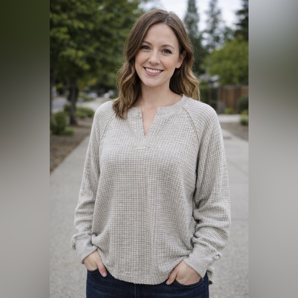American Eagle Outfitters Light Gray V-Neck Sweater